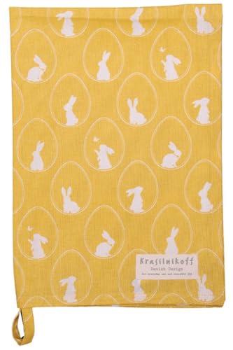 Krasilnikoff - KW9416E - Geschirrtuch, Allover Bunnies, gelb, Ostern, Baumwolle, Bedruckt, 50cm x 70cm im Sale